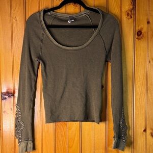 We The Free Army Green Long Sleeve Top